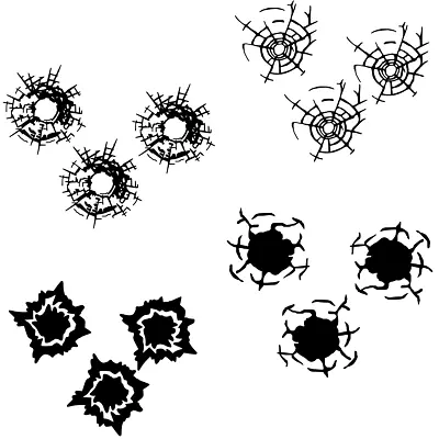 $5.79 • Buy Bullet Holes Vinyl Decal Sticker Car Window Wall Bumper Set Of 3 Metal Glass Art