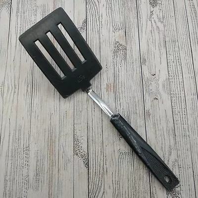 Vintage Ekco Slotted Nylon Short Spatula Turner Black Plastic Handle FLAWS • $32.29