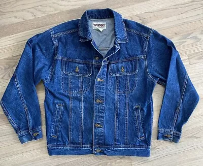 Men’s Vintage WRANGLER Jean Denim Trucker Jacket Dark Wash Size M/L • $50