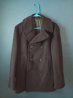 Vintage US Navy Pea Coat 100% Heavy Wool Size 38 Lined Military Issue • $72.50