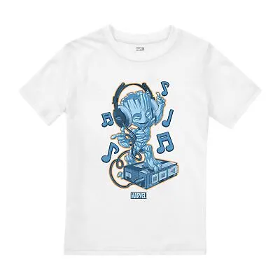 Marvel Kids T-Shirt Baby Groot Headphones Guardians Of The Galaxy Official • £11.99