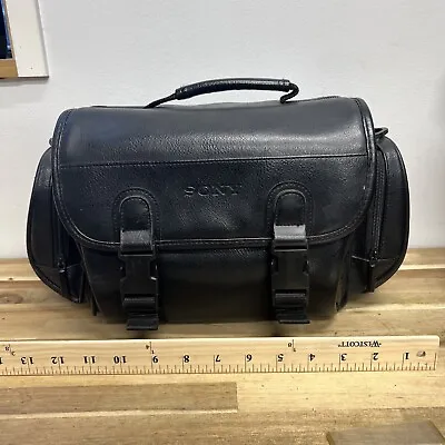 Sony Vintage Black Faux Leather Camera Video Bag - Free Shipping F1 • $25