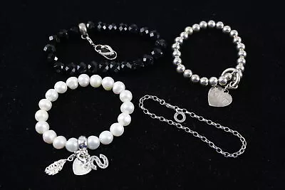 Thomas Sabo Bracelets Sterling Silver Cultured Pearl Heart Charm X 4 (25g) • $52.23