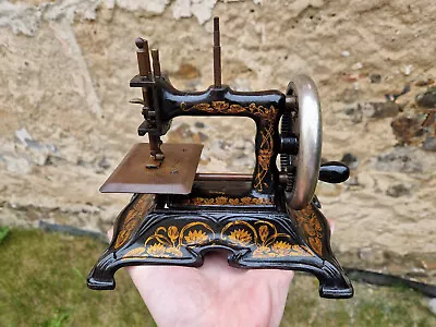 Antique Toy Child's Sewing Machine Muller No. 15 Art Nouveau Decals • $250