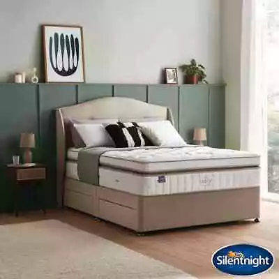 Silentnight Latex 2000 Pocket Boxtop Mattress & Sandstone 4 Drawer Divan Double • £1189.99