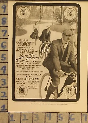 1901 Monarch Bike Cycling Bicycle Ride Victorian York Vintage Art Ad  Ze62 • $28.95