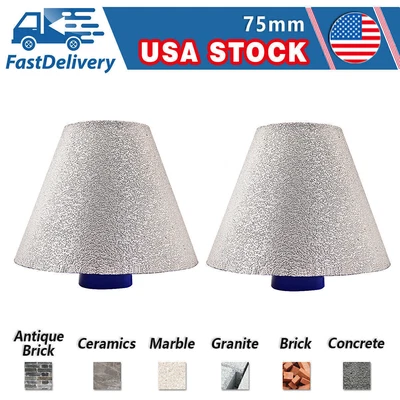 $97.99 • Buy 2pc 3 /75mm Diamond Chamfer Bits Vacuum Brazed Cone Milling Bit Hole Saw Cutter