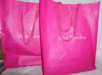 Set Of 2 Vera Bradley PINK Shopping Bag Tote Market Tote Reusable Gift Bag NEW • $8.95