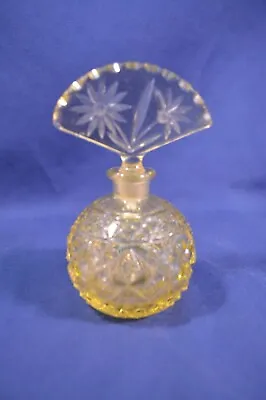 Vintage Czech Yellow Cut Glass Crystal Perfume Decanter Bottle Dauber4 1/2  • $32.75