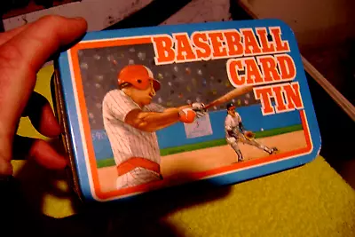 Vintage  BASEBALL Card Tin - FOR  Baseball  TRADING CARDS NICE LOOK ! • $12