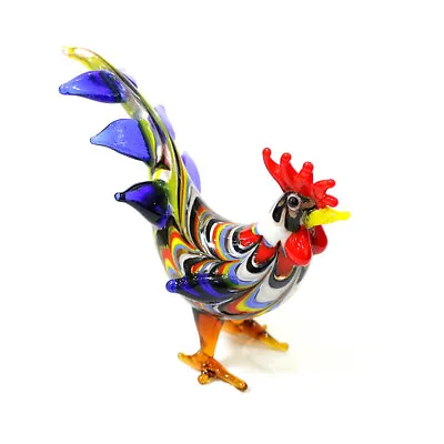 Murano Glass Rooster Art Figurine Hand Blown Craft Animal Statue Decor Ornament • $25.99