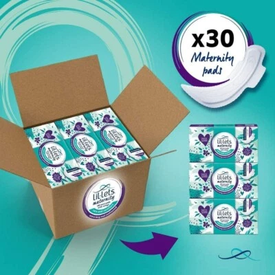 £8.99 • Buy Lil-Lets Maternity Pads 30 X Extra Long Maxi Thick Pads With Wings 3 Packs Of 10