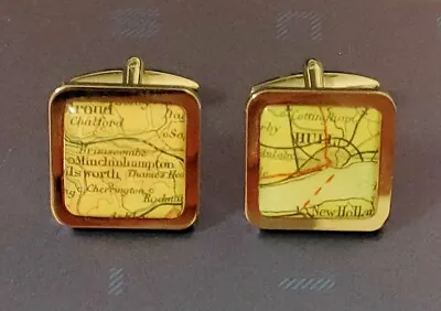 Vintage Pair Of Ancient Old Map Cufflinks Hull Cottingham Nailsworth Stroud Nh • £19.99