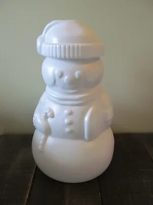 VTG Snowman Blow Mold Packer Ware Cookie Jar Container White Plastic • $9.78