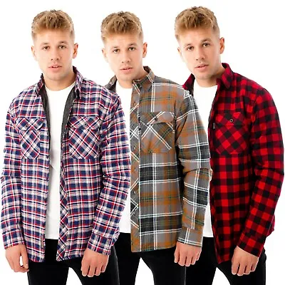 New Mens Padded Quilted Fleece Lined Shirt Lumberjack Jacket Flannel Warm Work • £18.99