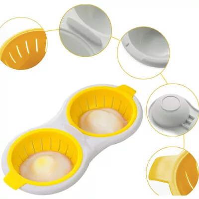 Microwave Double Cup Perfect Eggs Poacher BPA Free Cookware Egg Cooker UK • £7.49