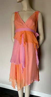 £25 • Buy Renato Nucci Asymmetrical  Summer Dress 100% Silk , Size 44 , UK 10/12
