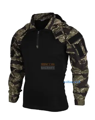 Military Training Shirts Tactical Top Pullover Tiger Camouflage Combat Uniform • $65.01