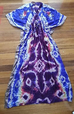 Tie Dye Kaftan With Gold Edging Free Size • $45