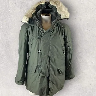 Extreme Cold Weather Parka Jacket Mens Medium Type N-3B Fur Zip Hood Heavy R4 • $99.95