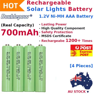 Rechargeable Solar Lights Battery 1.2V Ni-MH AAA 700mAh 1200+ Recharge Cycles AU • $10.99
