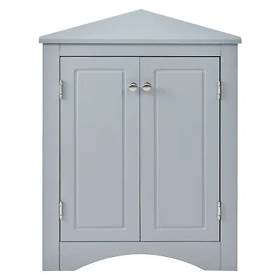 Corner Storage Cabinet With Doors And 3 Adjustable Shelves Freestanding Cabinet • $116.86