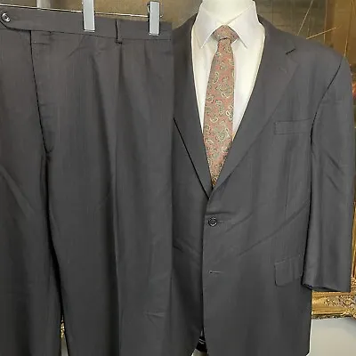 Jos. A. Bank 50R 42 X 25 2 Piece 100% Wool Gray Pinstriped 2 Button Suit • $39.79