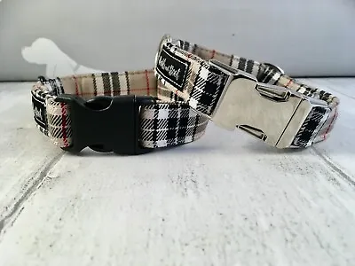 Beige Tartan Dog Collar Dog Collar And Lead Dog Collar Tartan Dog Collar • £16