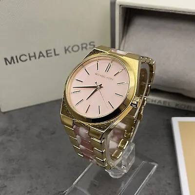 Michael Kors Womens Watch MK-6650 Channing Gold Pink MOP MK6650 New Battery VGC • £59.90