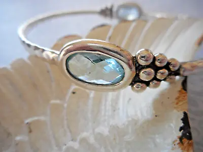 Michael Dawkins Sterling Silver Pale Blue Topaz Bangle Bracelet    49B1 • $149