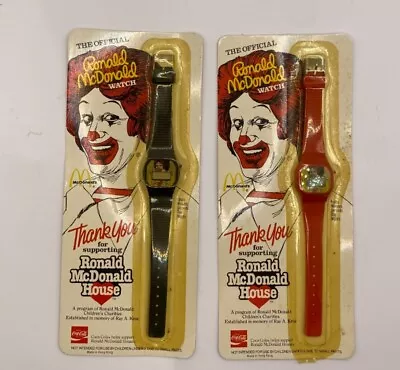 2 McDonald’s Official Ronald McDonald House Vtg Digital Watch 1984 Red Black Lot • $9