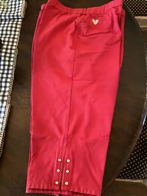 NWOT QUACKER FACTORY 1x  RED CROPPED JEANS PANTS CHRISTMAS AMERICANA USA • $28