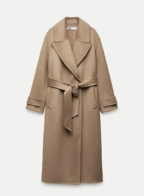 Zara Zw Collection Double-faced Wool Blend Coat Dark Camel Fw24 Xs-xl 7522/264 • $296.05