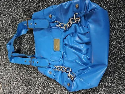 Jane Norman Handbag -snake Effect Ruch Front Chain Bag In Blue • £5