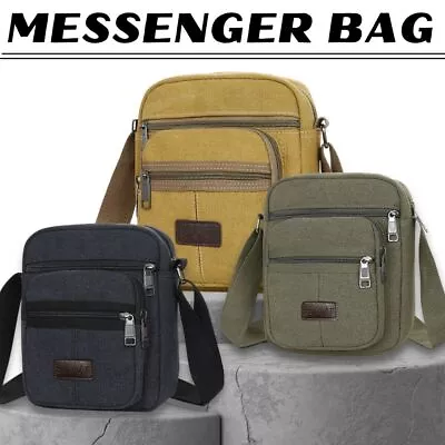 Shoulder Bag Crossbody Satchel Retro Vintage Sylish Canva Messenger Bags For Men • $10.99