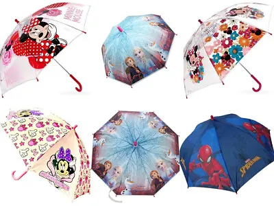 Kids Children Official Disney Umbrella Frozen Minnie Mouse Rain School Strong • £10.95