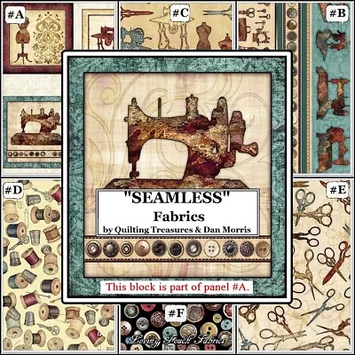 Qt D Morris  Seamless  Sewing Theme Notions Fabrics (selection) • $6.99