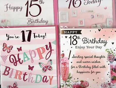 15th 16th 17th 18th Birthday Card Choice For Girls 20cm X 14cm • £1.79