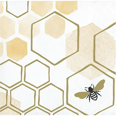 Honey Bee & Honeycomb Paper Party Canape Napkins Serviettes Beverage Napkin X 16 • £3.99
