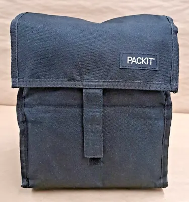 $9.95 • Buy PackIt Freezable Lunch Bag With Zip Closure, Black, Preowned