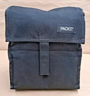 $9.95 • Buy PackIt Freezable Lunch Bag With Zip Closure, Black, Preowned