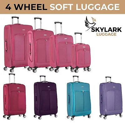 Suitcase Soft Luggage Lightweight 4 Wheel Spinner Cabin M L XL 20/24/29/32  • £47.99