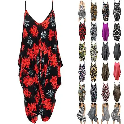 £11.49 • Buy Womens Ladies Floral Print Andy Pandy Playsuit Lagenlook Baggy Harem Jumpsuit