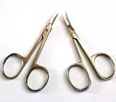 2pc 3.5  Straight & Curved Stainless Steel Cuticle Scissors Trimmer Manicure Set • $7.99