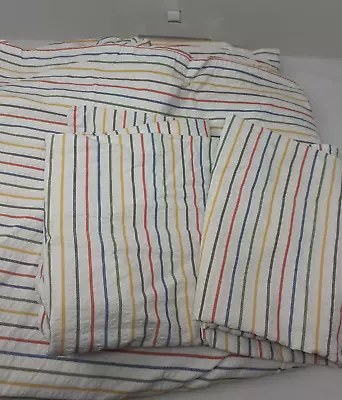 Vintage Ikea Rajgras Striped Double Duvet Cover And 2 X Pillow Cases • £34.99