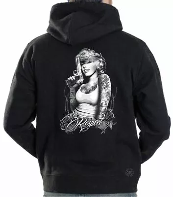 $19.99 • Buy Marilyn Monroe RESPECT Hooded Sweat Shirt M-3XL Hoodie Gangster W/ Tattoos Gun