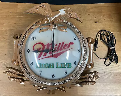 VTG Original Miller Highlife Beer Iluminated Electric Zoizel Clock #01-14478 • $129