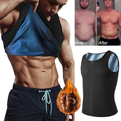 Men Sauna Sweat Vest Weight Loss Waist Trainer Neoprene Tank Top Body Shaper BML • $9.99