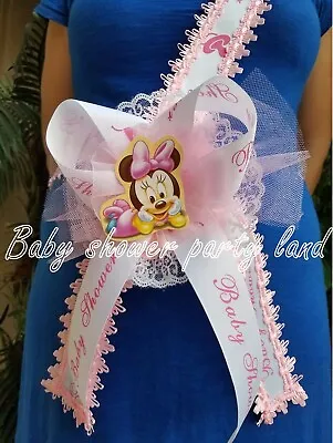 Baby Shower Minnie Mouse Mom To Be It's A Girl Sash Pink Ribbon And Corsage  • $16.99