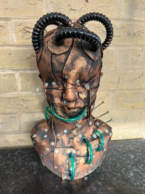 £29.99 • Buy Steampunk 16  Hat Display Jewellery Mannequin Head Apocalypse Metal Effect (Y)
